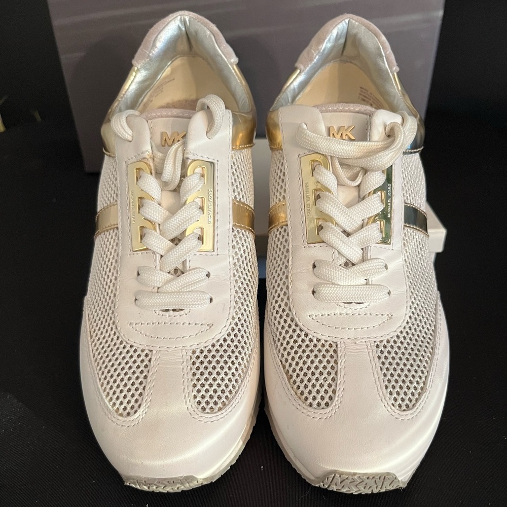 Michael Kors White and Gold Athletic Shoes
